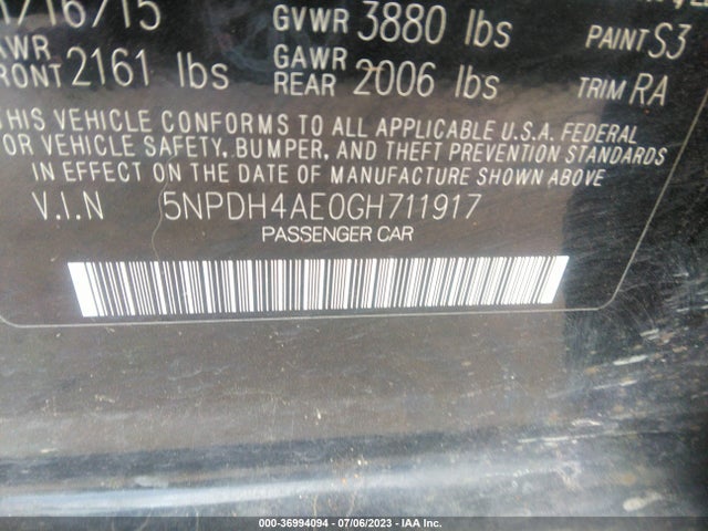 Hyundai ELANTRA SE 2016 5NPDH4AE0GH711917 Image 15