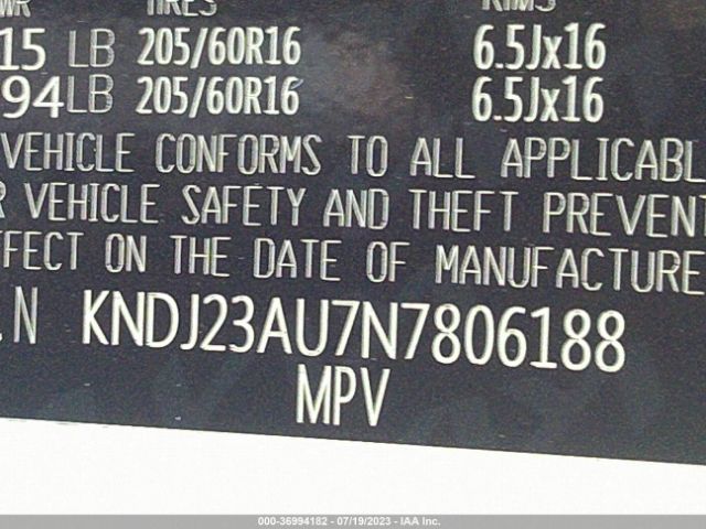 KNDJ23AU7N7806188 KIA SOUL LX