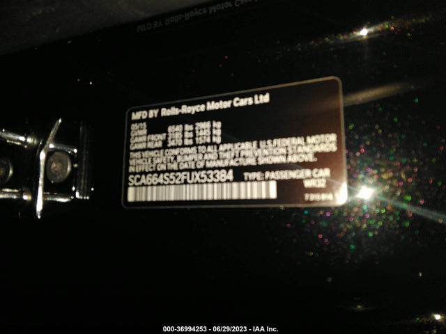 2015 Rolls-Royce Ghost, VIN: SCA664S52FUX53384