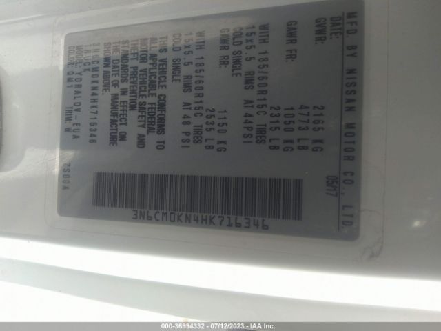 3N6CM0KN4HK716346 Nissan Nv200 Compact Cargo S