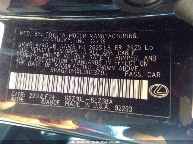 58AGZ1B1XLU063799 Lexus Es Es 350 F Sport