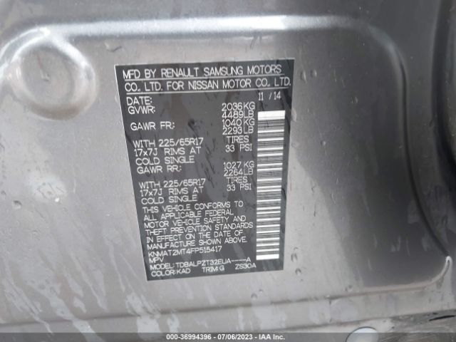KNMAT2MT4FP515417 Nissan ROGUE S