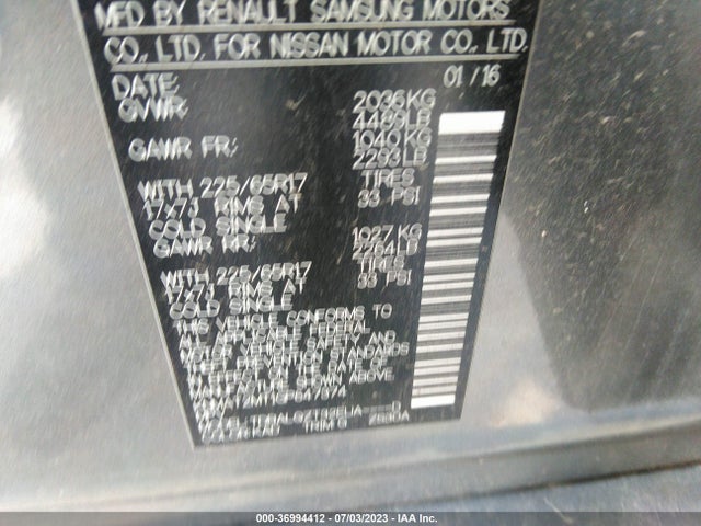 Nissan ROGUE SV 2016 KNMAT2MT1GP647374 Image 9