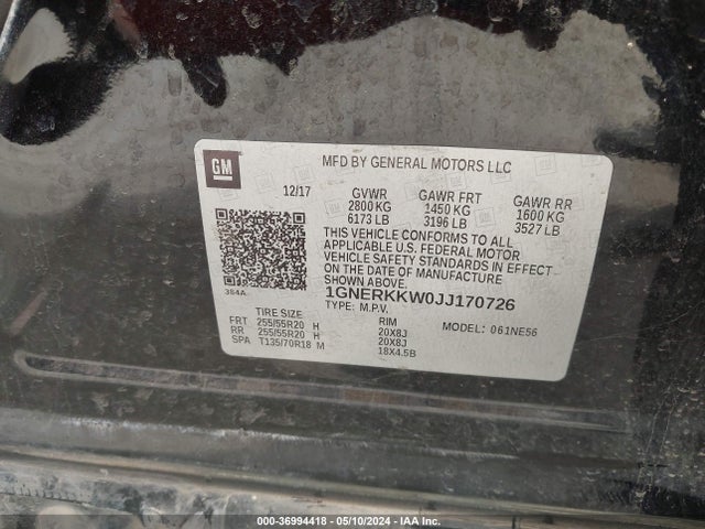 Chevrolet Traverse Premier 2018 1GNERKKW0JJ170726 Image 9