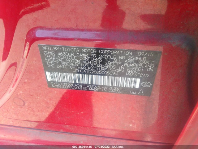 JTHBA1D28G5005594 Lexus IS 200T