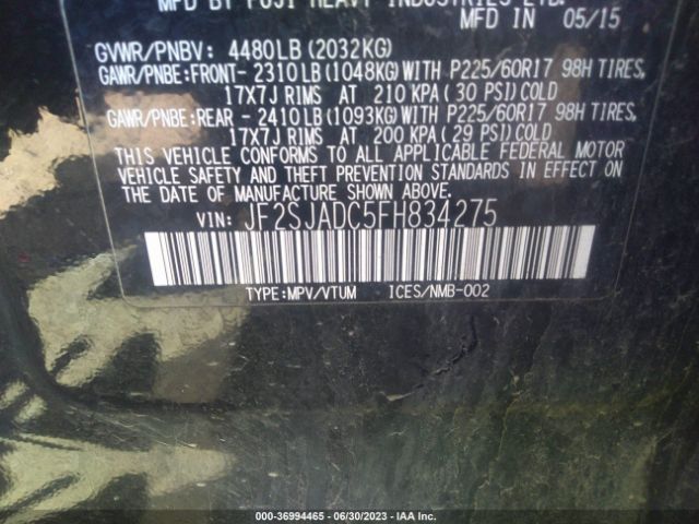 JF2SJADC5FH834275 Subaru Forester 2.5i Premium