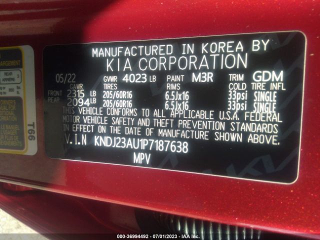 KNDJ23AU1P7187638 KIA SOUL LX