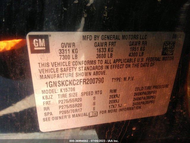 Chevrolet Tahoe Ltz 2015 1GNSKCKC2FR200790 Image 15