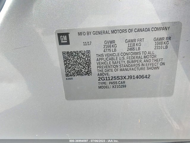 Chevrolet Impala Premier 2018 2G1125S3XJ9140642 Image 9