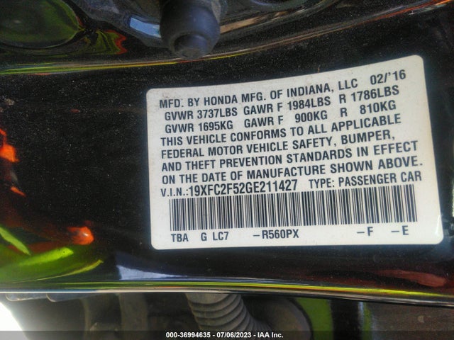 Honda Civic Sedan Lx 2016 19XFC2F52GE211427 Image 9