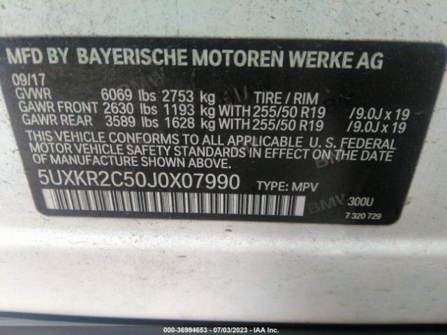 5UXKR2C50J0X07990 BMW X5 Sdrive35i