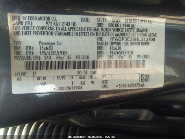 1FADP3E26HL313708 Ford FOCUS S