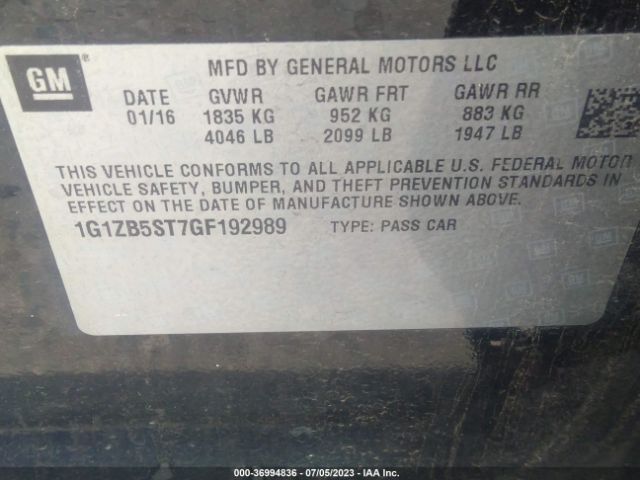 Chevrolet MALIBU LS 2016 1G1ZB5ST7GF192989 Image 10