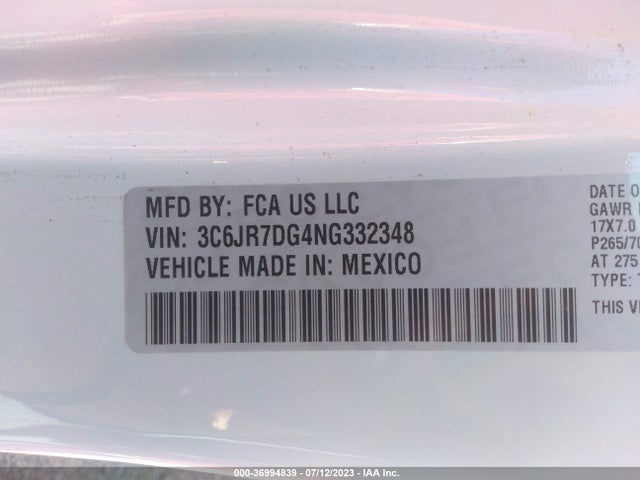 3C6JR7DG4NG332348 RAM 1500 Classic Tradesman