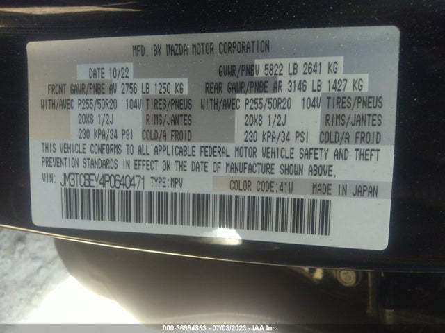 2023 Mazda CX-9, VIN: JM3TCBEY4P0640471
