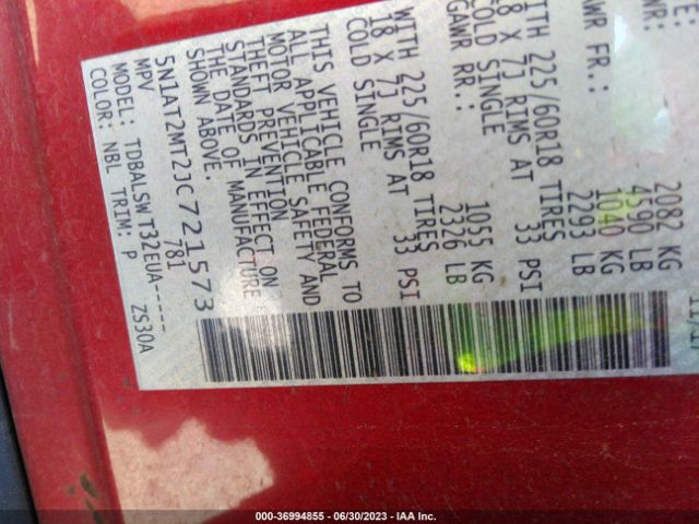 5N1AT2MT2JC721573 Nissan Rogue Sl