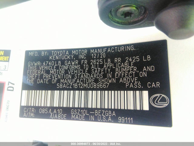 2021 Lexus ES, VIN: 58ACZ1B12MU089667