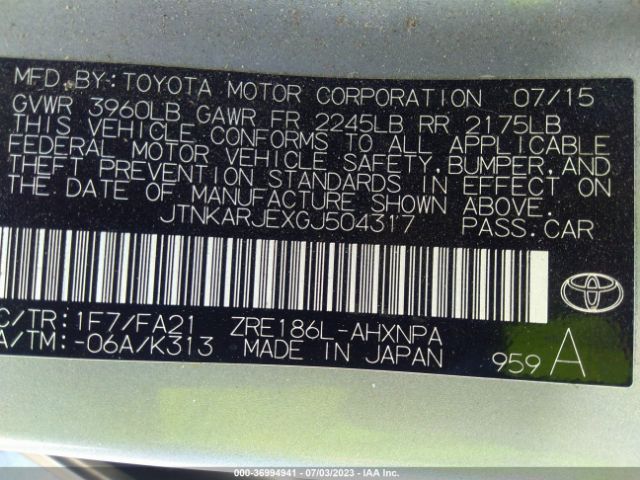 JTNKARJEXGJ504317 Scion IM