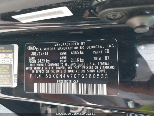 5XXGN4A70FG380533 KIA OPTIMA EX