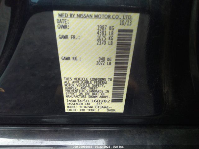 1N4BL3AP5EC160982 Nissan Altima 3.5 Sl