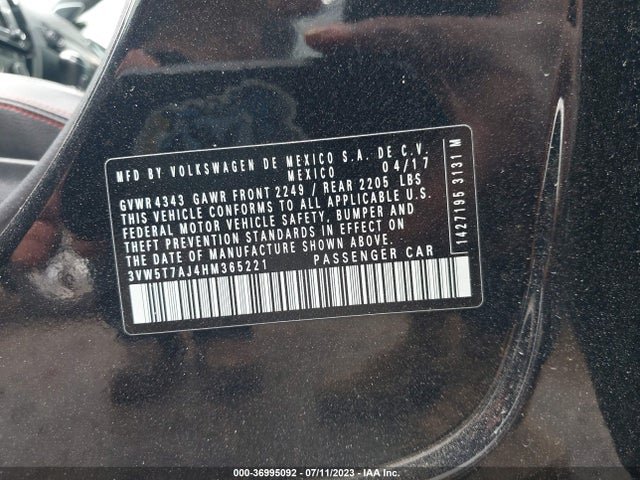 3VW5T7AJ4HM365221 Volkswagen JETTA GLI