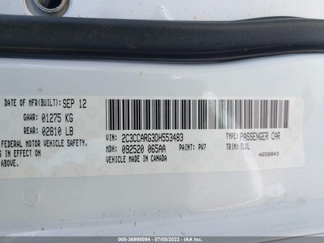 2013 CHRYSLER 300 VIN: 2C3CCARG3DH553483