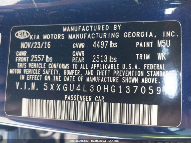 5XXGU4L30HG137059 KIA OPTIMA EX
