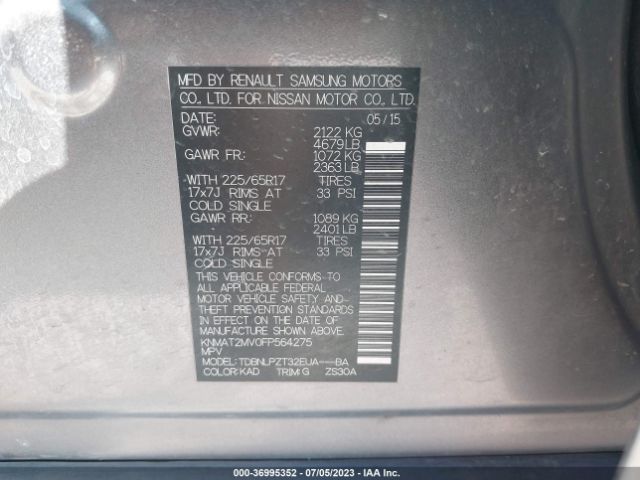 KNMAT2MV0FP564275 Nissan ROGUE S