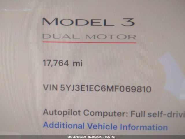 Tesla Model 3 Performance 2021 5YJ3E1EC6MF069810 Image 13