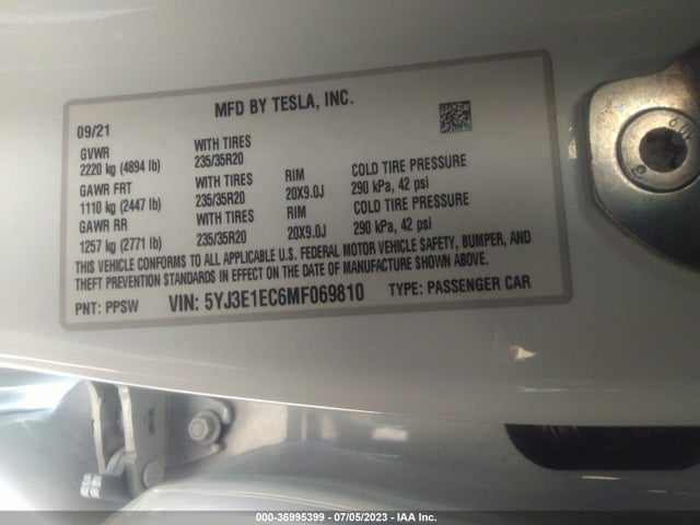 Tesla Model 3 Performance 2021 5YJ3E1EC6MF069810 Image 15