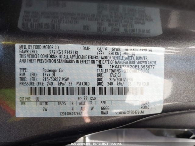 1FADP3K20EL355677 Ford FOCUS SE