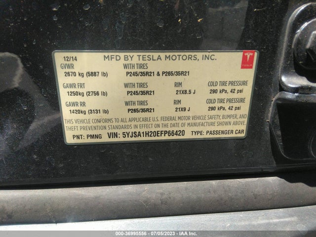 Tesla Model S P85d 2014 5YJSA1H20EFP66420 Image 9