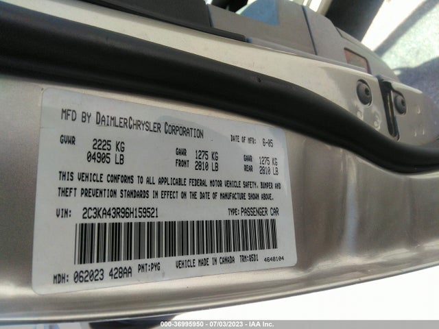 2006 CHRYSLER 300 VIN: 2C3KA43R96H159521