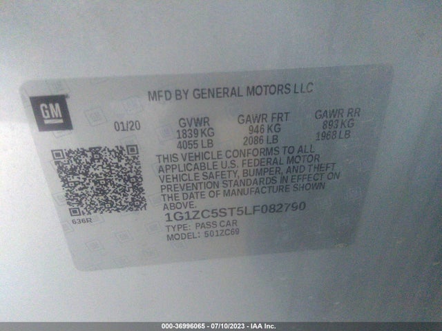 Chevrolet MALIBU LS 2020 1G1ZC5ST5LF082790 Image 9