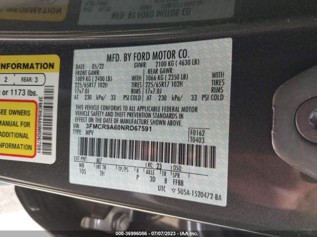 3FMCR9A60NRD67591 Ford Bronco Sport Base