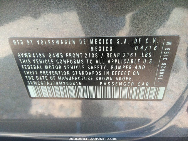 3VW267AJ7GM360815 Volkswagen Jetta Sedan 1.4t S