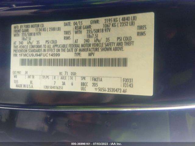 1FMCU9J94FUC14599 Ford Escape Titanium