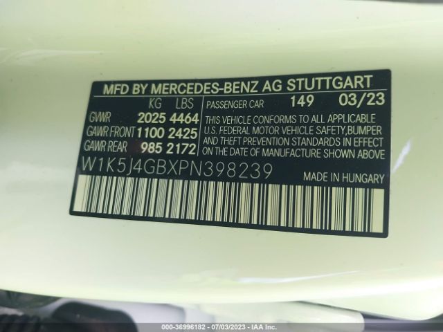 W1K5J4GBXPN398239 Mercedes-Benz Cla Cla 250