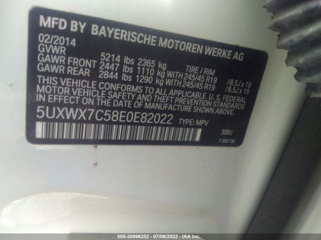 5UXWX7C58E0E82022 BMW X3 Xdrive35i