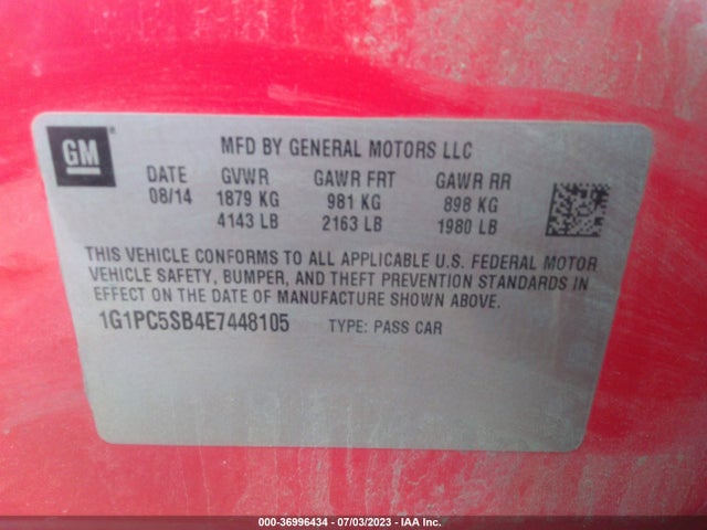 Chevrolet Cruze 1lt Auto 2014 1G1PC5SB4E7448105 Image 9