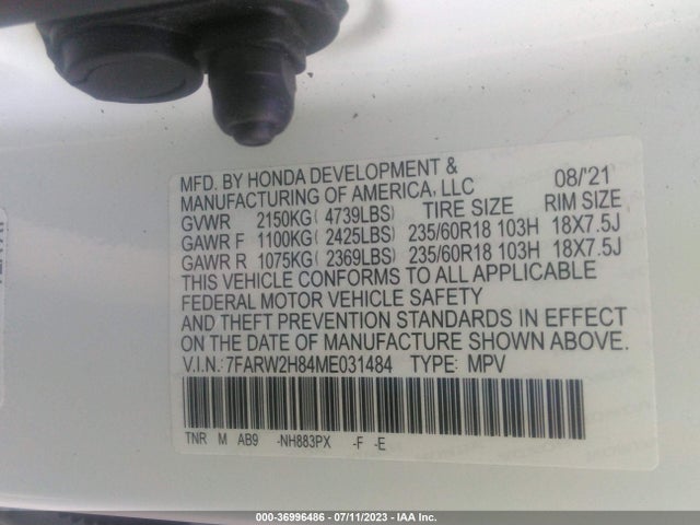Honda Cr-v Ex-l 2021 7FARW2H84ME031484 Image 9