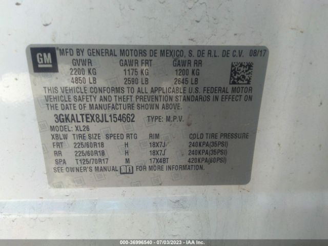 3GKALTEX8JL154662 GMC Terrain Sle