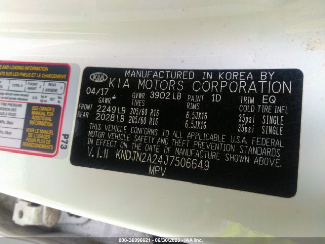 KNDJN2A24J7506649 KIA Soul Base