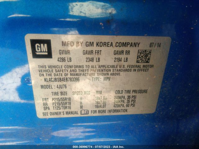 KL4CJBSB4EB783396 Buick Encore Convenience