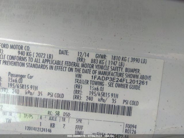 1FADP3E24FL201261 Ford FOCUS S