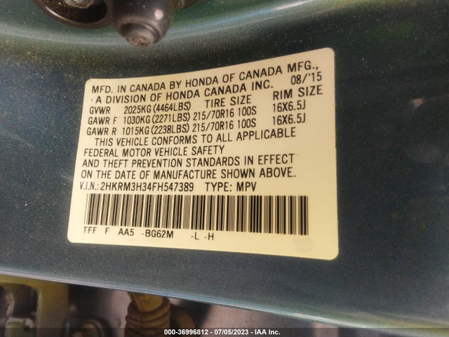 Honda CR-V LX 2015 2HKRM3H34FH547389 Image 9