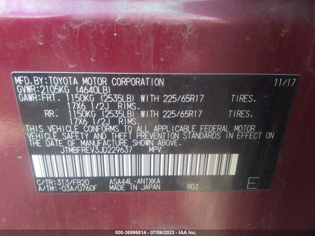 Toyota RAV4 LE 2018 JTMBFREV3JD229637 Image 9