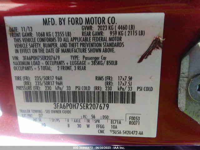 Ford FUSION SE 2014 3FA6P0H75ER207679 Image 10