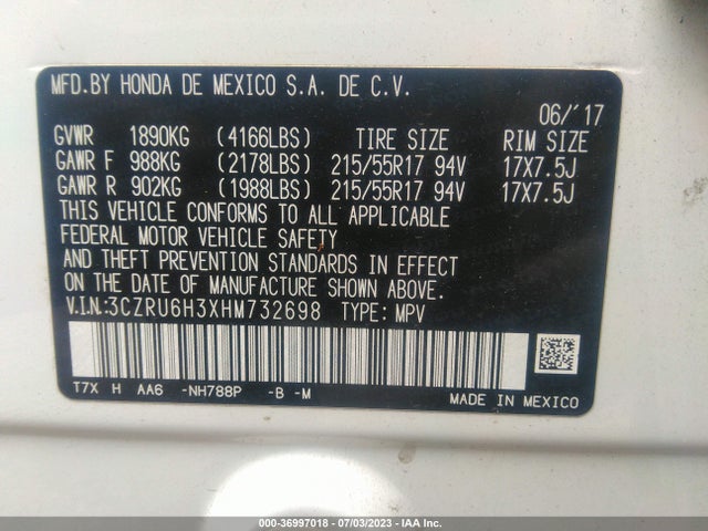 Honda HR-V LX 2017 3CZRU6H3XHM732698 Image 9