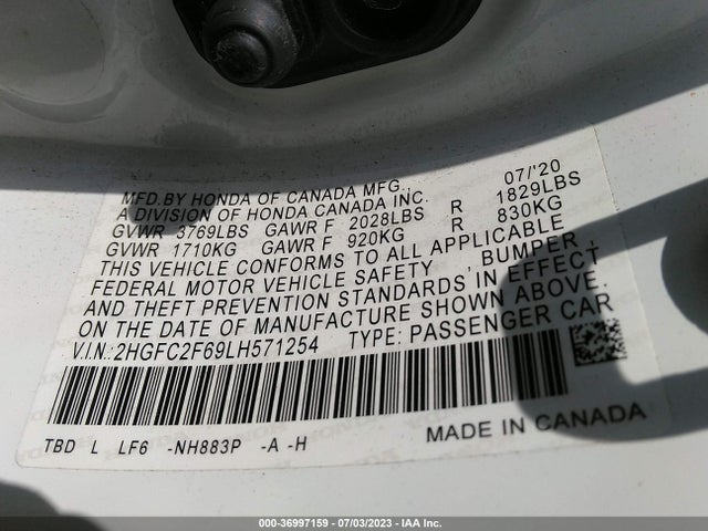 Honda Civic Sedan Lx 2020 2HGFC2F69LH571254 Image 9